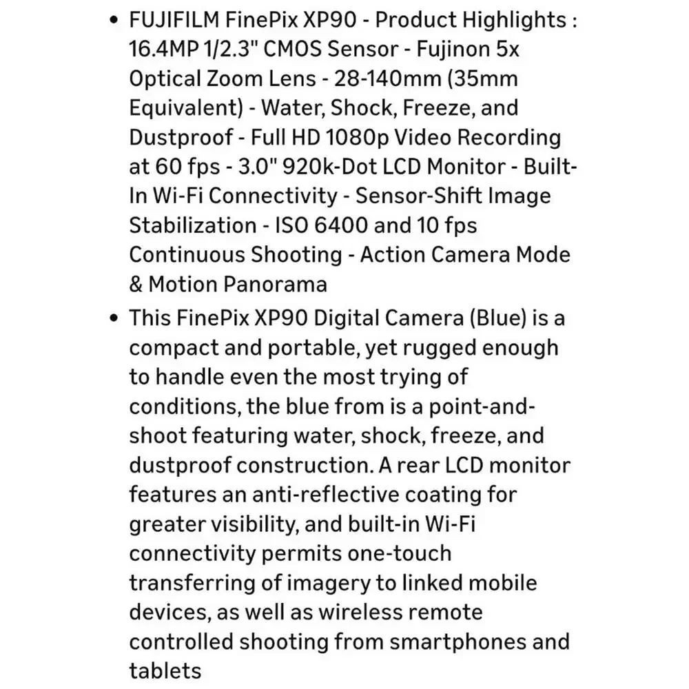 Extreme Fuji Film Finepix Xp90 Digital Camera Works Lightly Used Waterproof